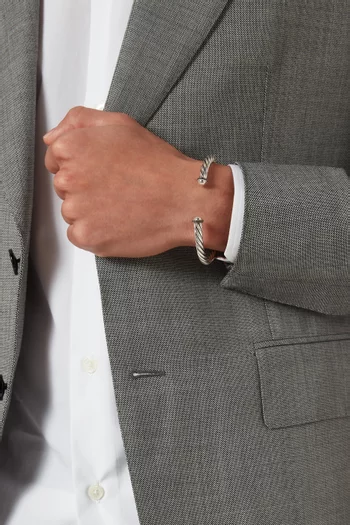 Cable Cuff Diamond Bracelet in Sterling Silver