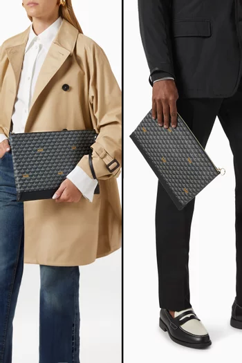 Pochette Zip 33 Pouch Bag in Canvas & Leather