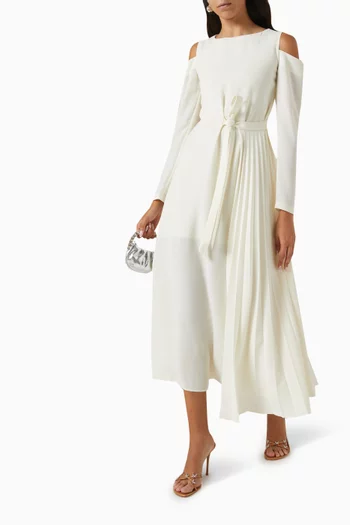 فستان متوسط الطول بطيات فيسكوز