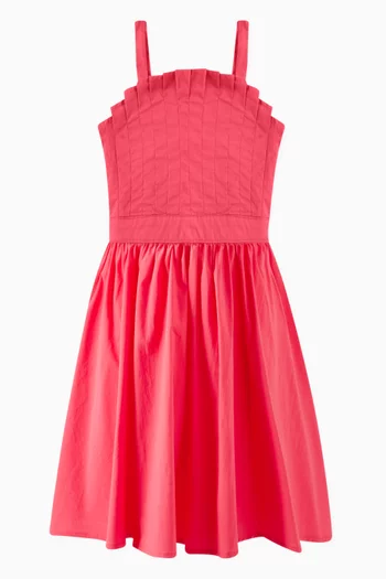 Pleat Bodice Dress in Cotton-blend
