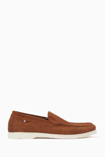 Casual Contrast Sole Loafers in Suede