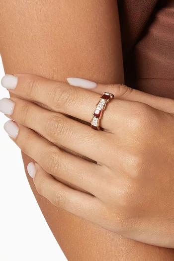 Serpenti Viper Diamond & Carnelian Ring in 18kt Rose Gold