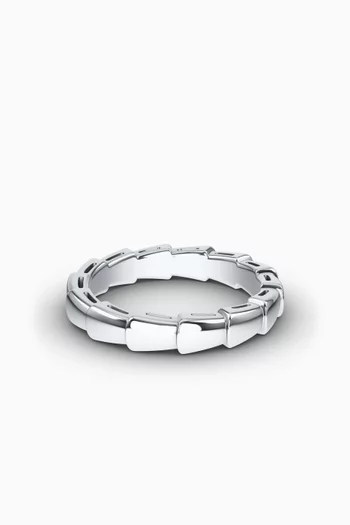 Serpenti Viper Band Ring in 18kt White Gold