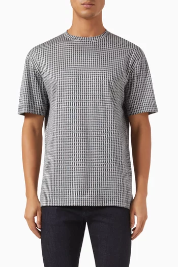 Geometric-jacquard Crew Neck T-shirt in Viscose-jersey