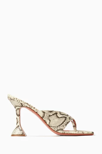 حذاء مفتوح شيونا بنقشة جلد الحيوانات وكعب 95 مم جلد نابا