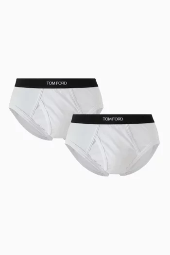 Logo Waistband Briefs in Cotton, Pack of 2