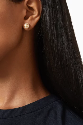 أقراط فالنتينو غارافاني مرصعة بلؤلؤ وشعار V معدن