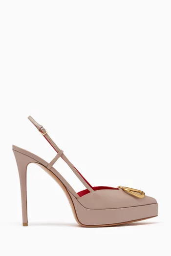 VLogo 120 Slingback Platform Pumps in Leather
