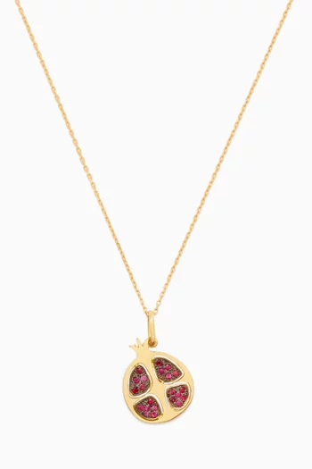 Flat Pomegranate Ruby Necklace in 18kt Gold