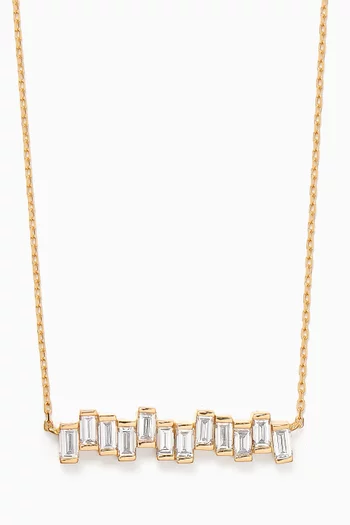 Baguette Diamond Ladder Pendant Necklace in 18kt Yellow Gold