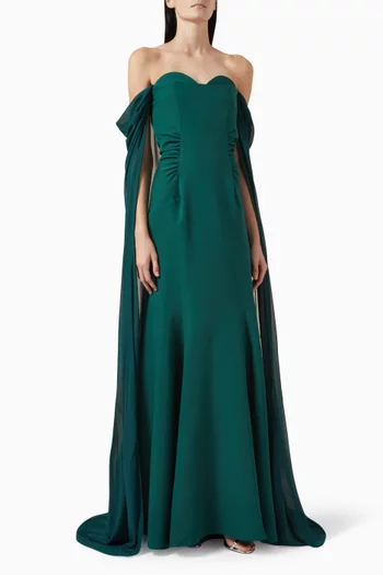Strapless Cape Gown in Crepe