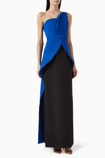 One-shoulder Gown in Crepe