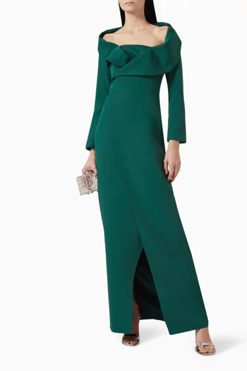Front-slit Gown in Crepe