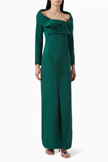 Front-slit Gown in Crepe