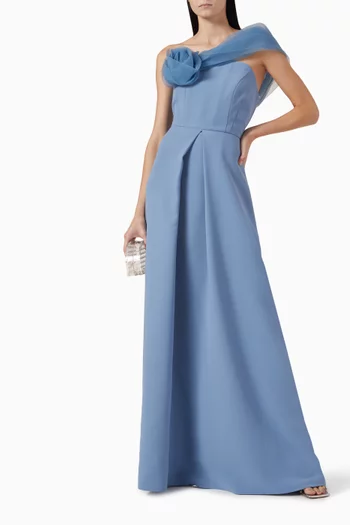 One-shoulder Gown in Crepe
