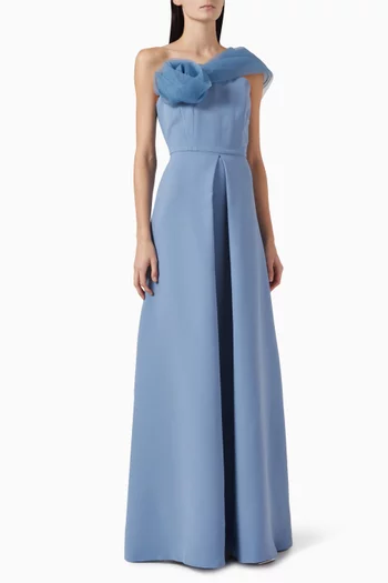 One-shoulder Gown in Crepe