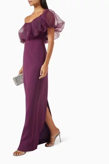 One-shoulder Ruffle Gown