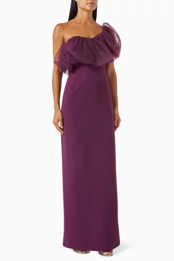 One-shoulder Ruffle Gown