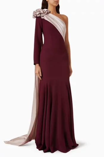 One-shoulder Gown in Crepe