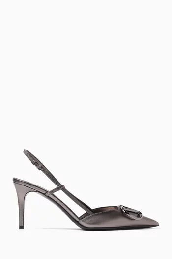 VLogo 80 Signature Slingback Pumps in Laminated Nappa Leather