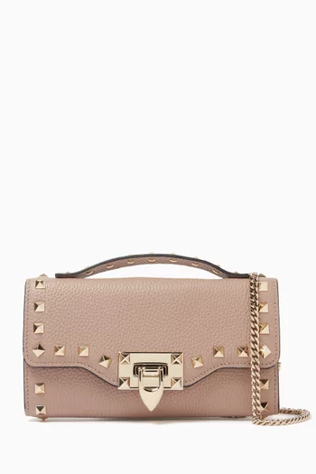 حقيبة فالنتينو غارافاني صغيرة بسلسلة وحلي هرمية جلد