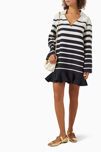 Valentino Garavani Stripe Mini Dress in Wool-blend