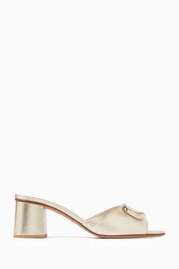 Valentino Garavani VLOGO Signature 60 Mules in Metallic Leather