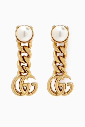 GG Pearl Earrings in Gold-tone Metal
