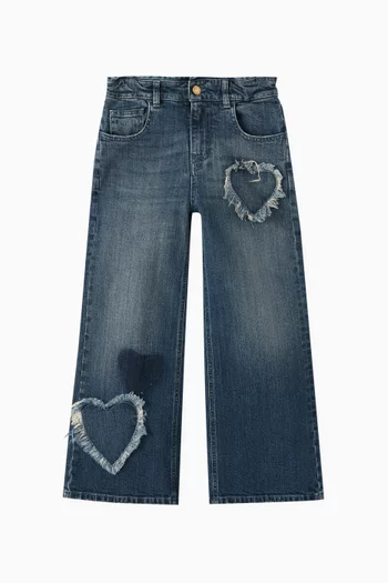 بنطال جينز بقصة ساقين واسعتين دينم