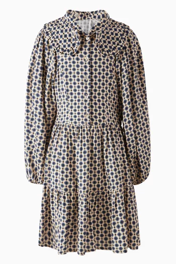 فستان بنقشة هندسية فيسكوز