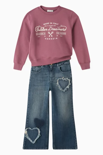 Printed Sweatshirt in Cotton Fleece