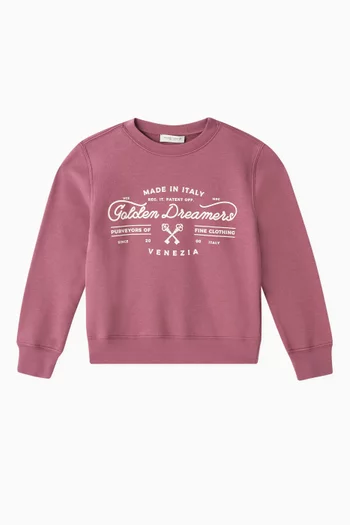 Printed Sweatshirt in Cotton Fleece