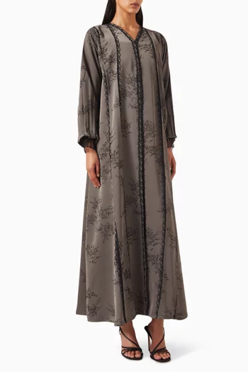 Lace Embroidered Abaya in Jacquard