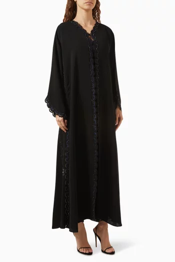 Lace-embroidered Abaya in Nada