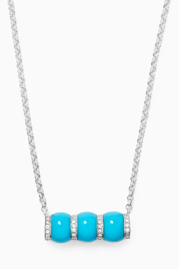Cerith Turquoise & Diamond Pendant Necklace in 18kt White Gold