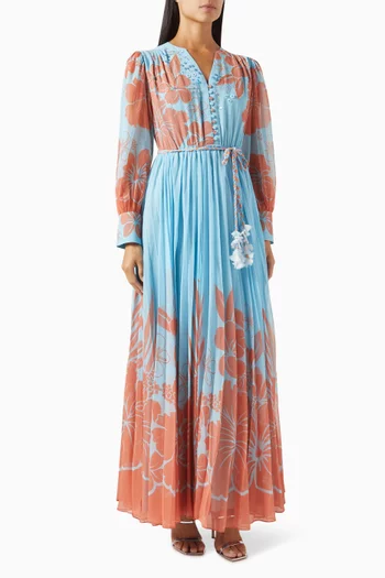 Lantana Floral-print Maxi Dress in Chiffon