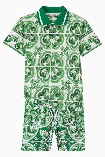 Logo-patch Polo Shirt in Cotton