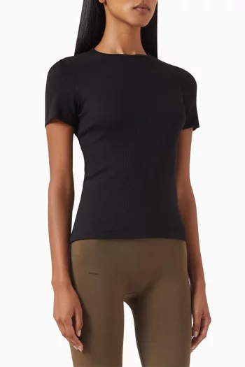 تي شيرت 365 بنسيج مضلع مزيج قطن عضوي