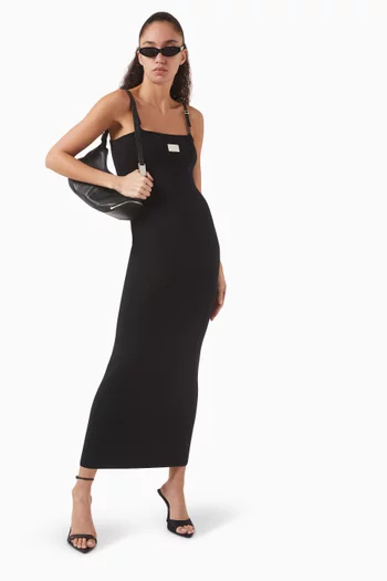 Logo-plaque Knit Maxi Dress in Viscose Blend