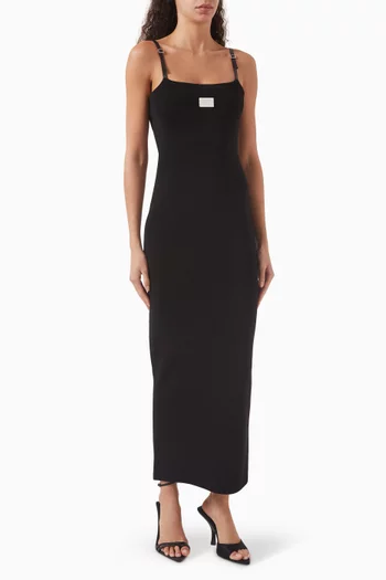 Logo-plaque Knit Maxi Dress in Viscose Blend
