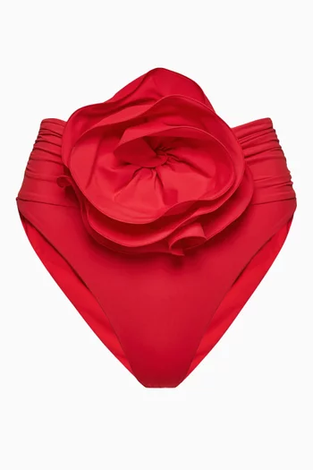 Flower Appliqué Swim Briefs in Stretch Nylon