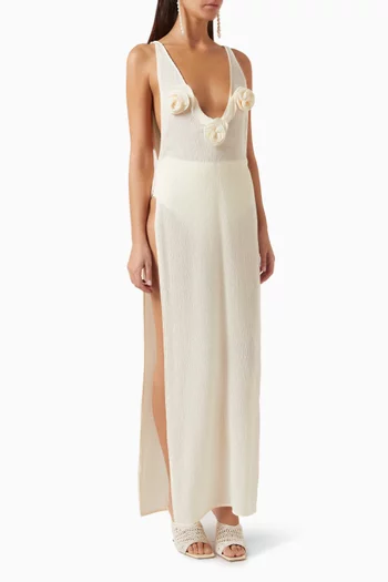 Rose High-leg Maxi Dress in Crepe