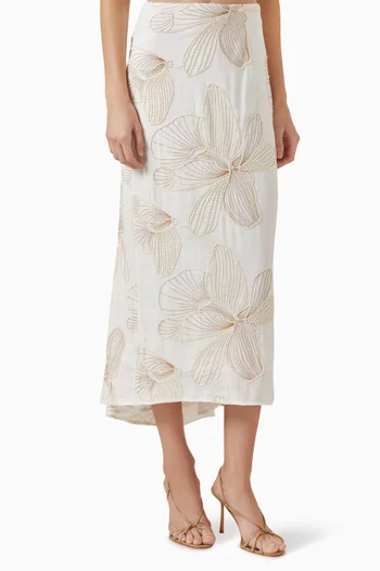 Hendrik Embroidered Maxi Skirt in Viscose Blend