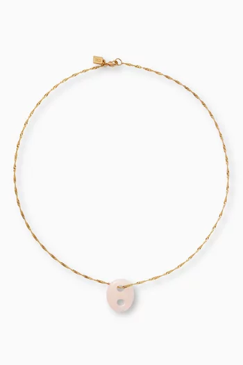 Quartz Pendant Necklace in 18kt Gold-plated Brass