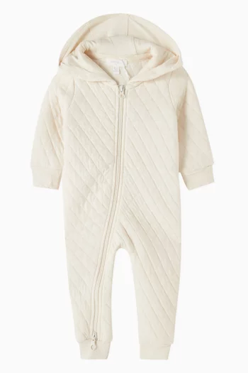 Quilted Hooded Growsuit in Organic Cotton-blend