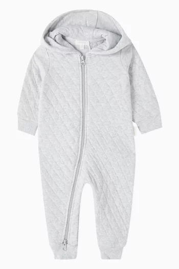 Quilted Hooded Growsuit in Organic Cotton-blend