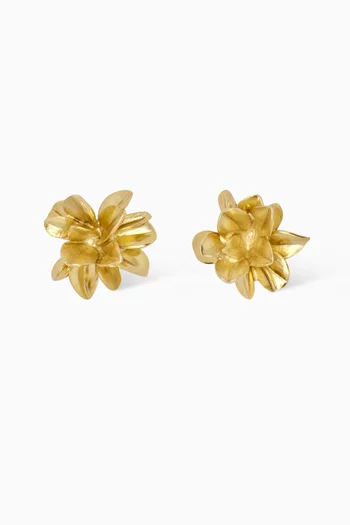 Flower Stud Earrings in Brass