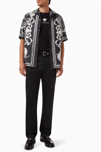 Medusa & Logo Embroidered T-shirt in Cotton