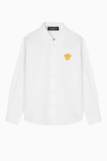 Medusa-embroidered Shirt in Cotton