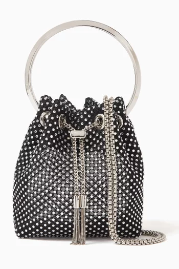 Bon Bon Crystal-embellished Bucket Bag in Mesh